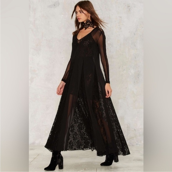 NWT Free People X HAH Mama C Maxi Sheer Dress in Black. Size Small. - Picture 2 of 8